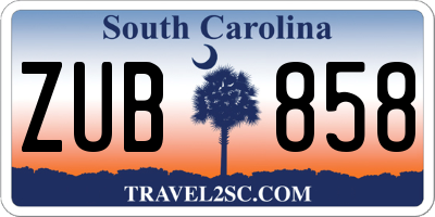 SC license plate ZUB858