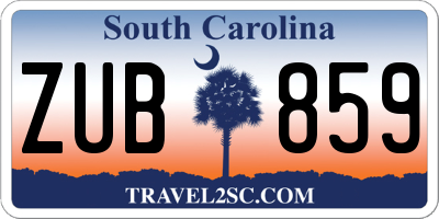 SC license plate ZUB859