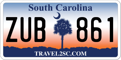 SC license plate ZUB861