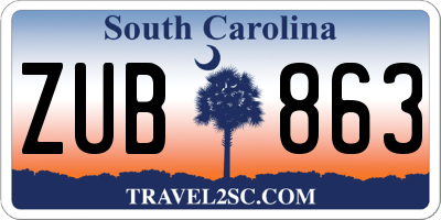 SC license plate ZUB863