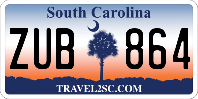 SC license plate ZUB864