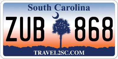 SC license plate ZUB868