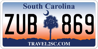 SC license plate ZUB869