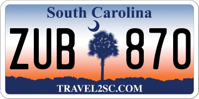 SC license plate ZUB870