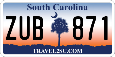 SC license plate ZUB871