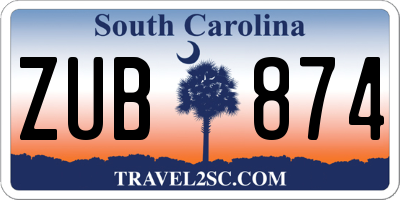 SC license plate ZUB874