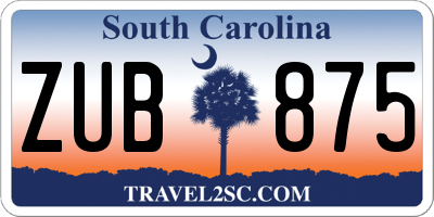 SC license plate ZUB875