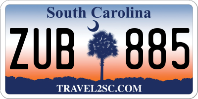 SC license plate ZUB885
