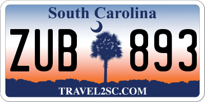 SC license plate ZUB893
