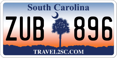 SC license plate ZUB896