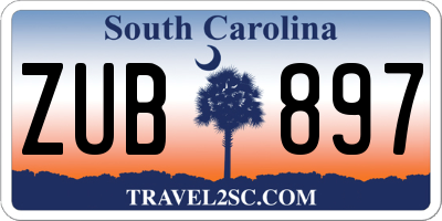 SC license plate ZUB897