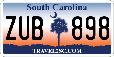 SC license plate ZUB898