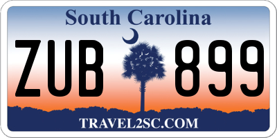 SC license plate ZUB899