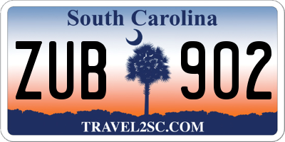 SC license plate ZUB902
