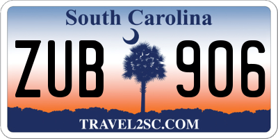 SC license plate ZUB906