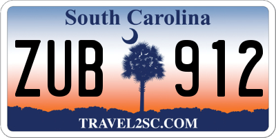 SC license plate ZUB912