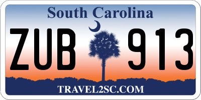 SC license plate ZUB913