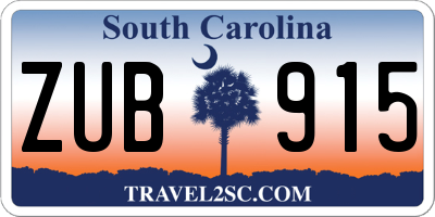 SC license plate ZUB915