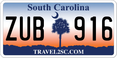 SC license plate ZUB916