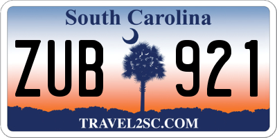 SC license plate ZUB921