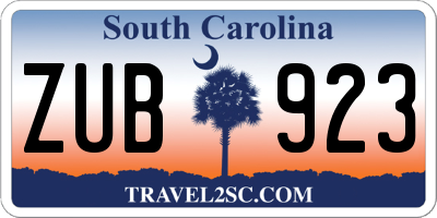 SC license plate ZUB923