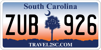 SC license plate ZUB926