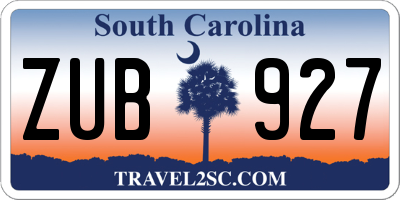 SC license plate ZUB927