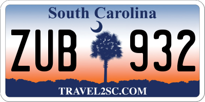 SC license plate ZUB932