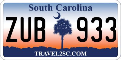 SC license plate ZUB933