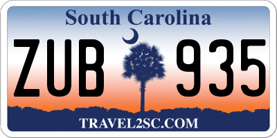 SC license plate ZUB935