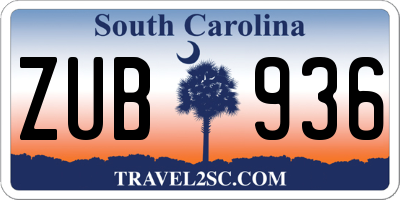 SC license plate ZUB936
