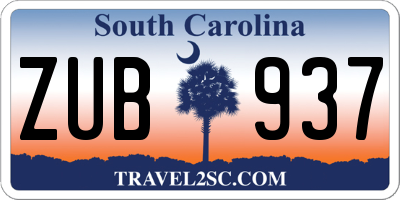 SC license plate ZUB937