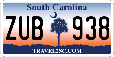 SC license plate ZUB938