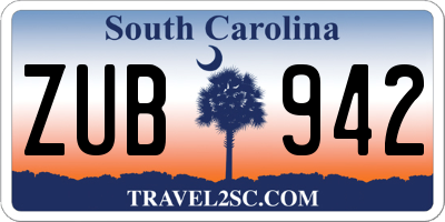 SC license plate ZUB942