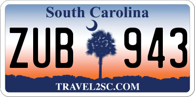 SC license plate ZUB943