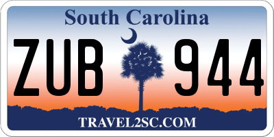 SC license plate ZUB944