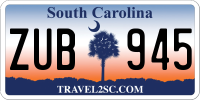 SC license plate ZUB945
