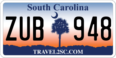 SC license plate ZUB948