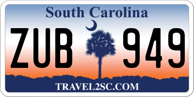 SC license plate ZUB949