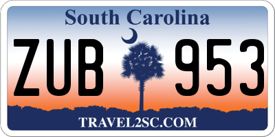 SC license plate ZUB953