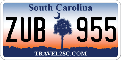 SC license plate ZUB955