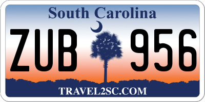 SC license plate ZUB956