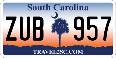 SC license plate ZUB957