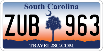 SC license plate ZUB963