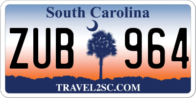 SC license plate ZUB964