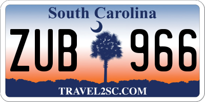 SC license plate ZUB966