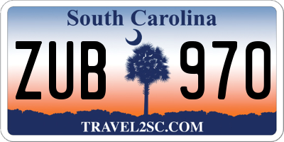 SC license plate ZUB970