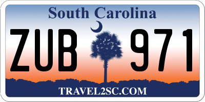 SC license plate ZUB971