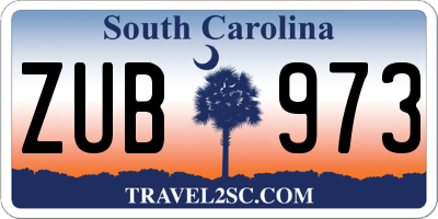 SC license plate ZUB973