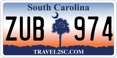 SC license plate ZUB974